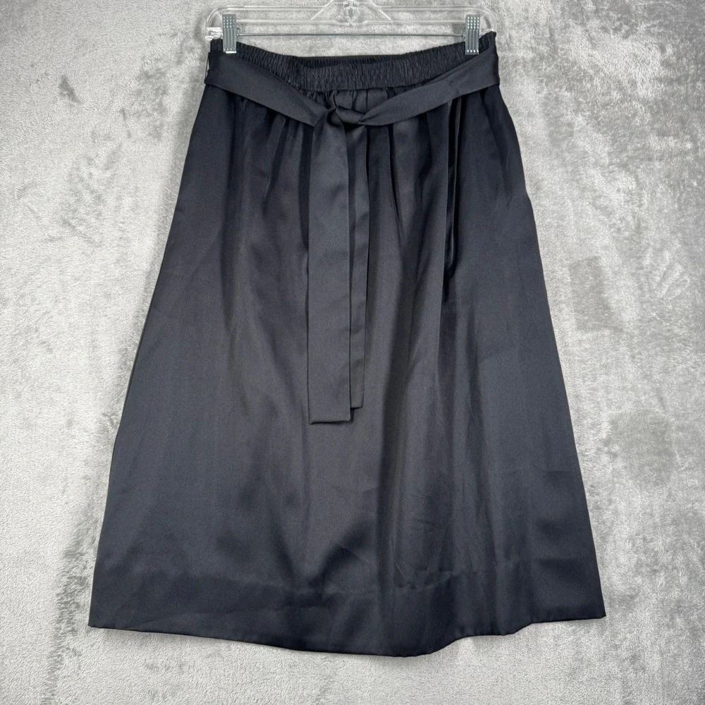 Terry Chicago Skirt A-Line Tie Waist Elastic Waist Midi Satin‎ Neutral Size 6